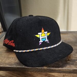 MLB Black Corduroy Cap with Rainbow Star H Logo